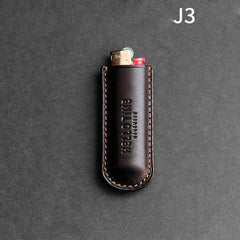 Handmade BIC J3 J5 Brown Leather Lighter Case BIC J3 J5 Leather Lighter Holder Leather Lighter Covers For Men