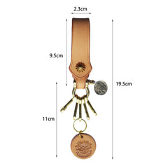 Beige Leather Brass Keyrings With Belt Loop Handmade Moto KeyChain Key Holders Key Chain Key Ring for Men