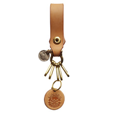 Beige Leather Brass Keyrings With Belt Loop Handmade Moto KeyChain Key Holders Key Chain Key Ring for Men