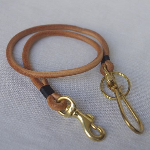 Handmade Beige Leather Long Wallet Chains 20'' Cool Rock Biker Wallet Chains KeyChain for Men