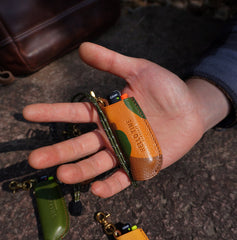 Handmade Navy Cricket Leather Lighter Case with Belt Clip Leather Bic J3 Lighter Holder Leather Cricket Lighter Covers For Men