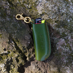 Handmade Green Cricket Leather Lighter Case with Belt Clip Leather Bic J3 Lighter Holder Leather Cricket Lighter Covers For Men
