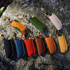 Handmade Navy Cricket Leather Lighter Case with Belt Clip Leather Bic J3 Lighter Holder Leather Cricket Lighter Covers For Men