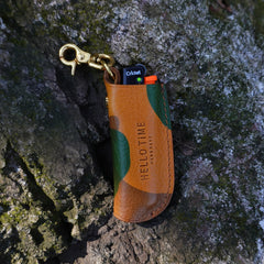 Handmade Green Cricket Leather Lighter Case with Belt Clip Leather Bic J3 Lighter Holder Leather Cricket Lighter Covers For Men