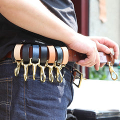 Handmade Leather Belt Loop with Keyrings Key Holders Leather Belt KeyChain Clip
