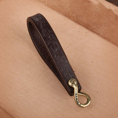 Handmade Black Leather Keychain Brass Key Holder Leather Biker Key Ring for Men
