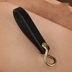 Handmade Black Leather Keychain Brass Key Holder Leather Biker Key Ring for Men