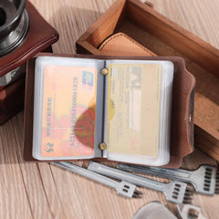 Handmade Coffee Leather Mens Card Holders Wallet Personalized Card Wallets for Men