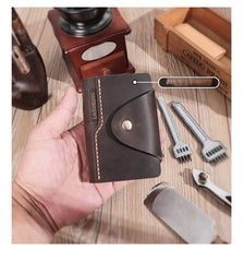 Handmade Black Leather Mens Card Holders Wallet Personalized Card Wallets for Men