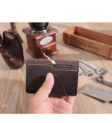 Handmade Black Leather Mens Card Holders Wallet Personalized Card Wallets for Men