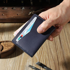 Handmade Coffee Leather Mens Front Pocket Wallets Personalized Slim Card Wallets for Men
