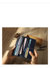 Handmade Coffee Mens Bifold Long Wallets Personalized Coffee  Leather Checkbook Wallets for Men