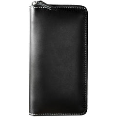 Handmade Black Zipper Mens Clutch Wallet Personalized Black Leather Zipper Clutch for Men