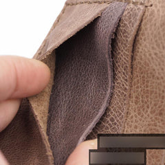 Handmade Khaki Leather Mens Bifold Billfold Wallets Slim Khaki Small Wallet for Men