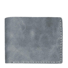 Handmade Blue Leather Mens Bifold Billfold Wallets Slim Blue Small Wallet for Men