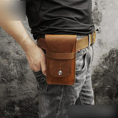 Handmade Brown LEATHER MEN Slim Belt Pouch Waist BAG Slim Belt Bag FOR MEN