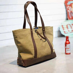 Handmade Canvas Leather Cool Mens Tote Bag Canvas Handbag Canvas Tote Canvas Messenger Bag for Men Women