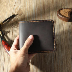 Handmade Coffee Leather Bifold Billfold Personalized Mens Bifold Wallet for Men