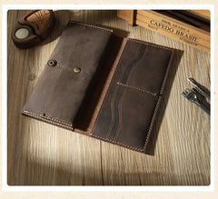 Handmade Coffee Leather Mens Bifold Long Wallets Personalized Black Checkbook Wallet for Men