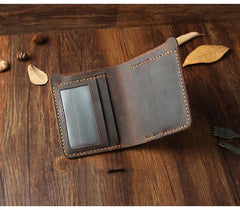 Handmade Tan Leather Mens Billfold Wallet Personalize Tan Bifold Small Wallets for Men