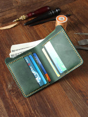 Handmade Tan Leather Mens Billfold Wallet Personalize Tan Bifold Small Wallets for Men