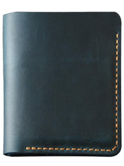 Handmade Black Leather Mens Billfold Wallet Personalize Black Bifold Small Wallets for Men