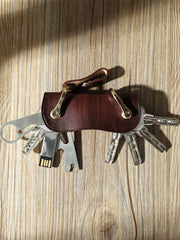 Handmade Green Leather Mens Keys Holder Keys Wallet Car Key Holders Green Key Pouch for Men