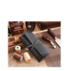 Handmade Leather Womens Long Wallets Personalized Wrap Tie Checkbook Wallet for Men