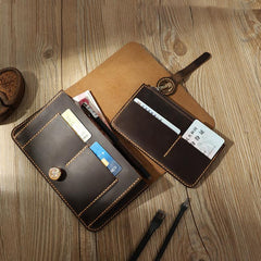 Handmade Mens Clutch Travel Wallets Personalized Coffee Leather Passport Wallets for Men