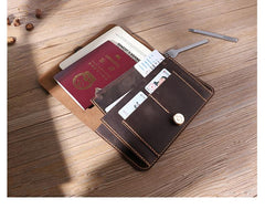 Handmade Mens Clutch Travel Wallets Personalized Coffee Leather Passport Wallets for Men