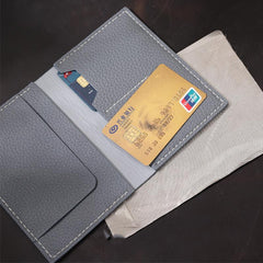 Handmade Gray Mens Slim Travel Billfold Wallets Personalized Leather Passport Wallet for Men