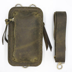 Handmade Green LEATHER MEN Belt Pouch Waist BAG MIni Green Side Bag Belt Bag FOR MEN