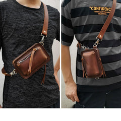 Handmade LEATHER MEN Sling Bag Belt Pouch Waist BAG MIni Side Bag Belt Bag FOR MEN