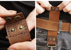 Handmade LEATHER MEN Belt Pouch Brown Waist BAG MIni Side Bag Belt Bag FOR MEN