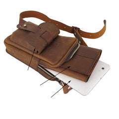 Handmade Brown LEATHER MEN Belt Pouch Waist BAG MIni Side Bag Brown Belt Bag FOR MEN