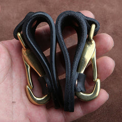 Handmade Black Leather Belt Loop for Keychain Key Holder Leather Belt Key Chain Clip