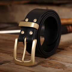 Mens Leather Belts Minimalist Mens Brass Handmade Leather Belts for Men