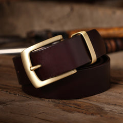 Mens Leather Belts Minimalist Mens Brass Handmade Leather Belts for Men