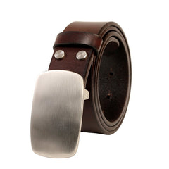 Handmade Leather Belts Minimalist Mens Silver Coffee Leather Belts for Men