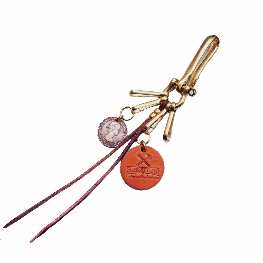 Handmade Leather Brass Keyring Leather Keyrings RRL Moto KeyChain Key –  iChainWallets