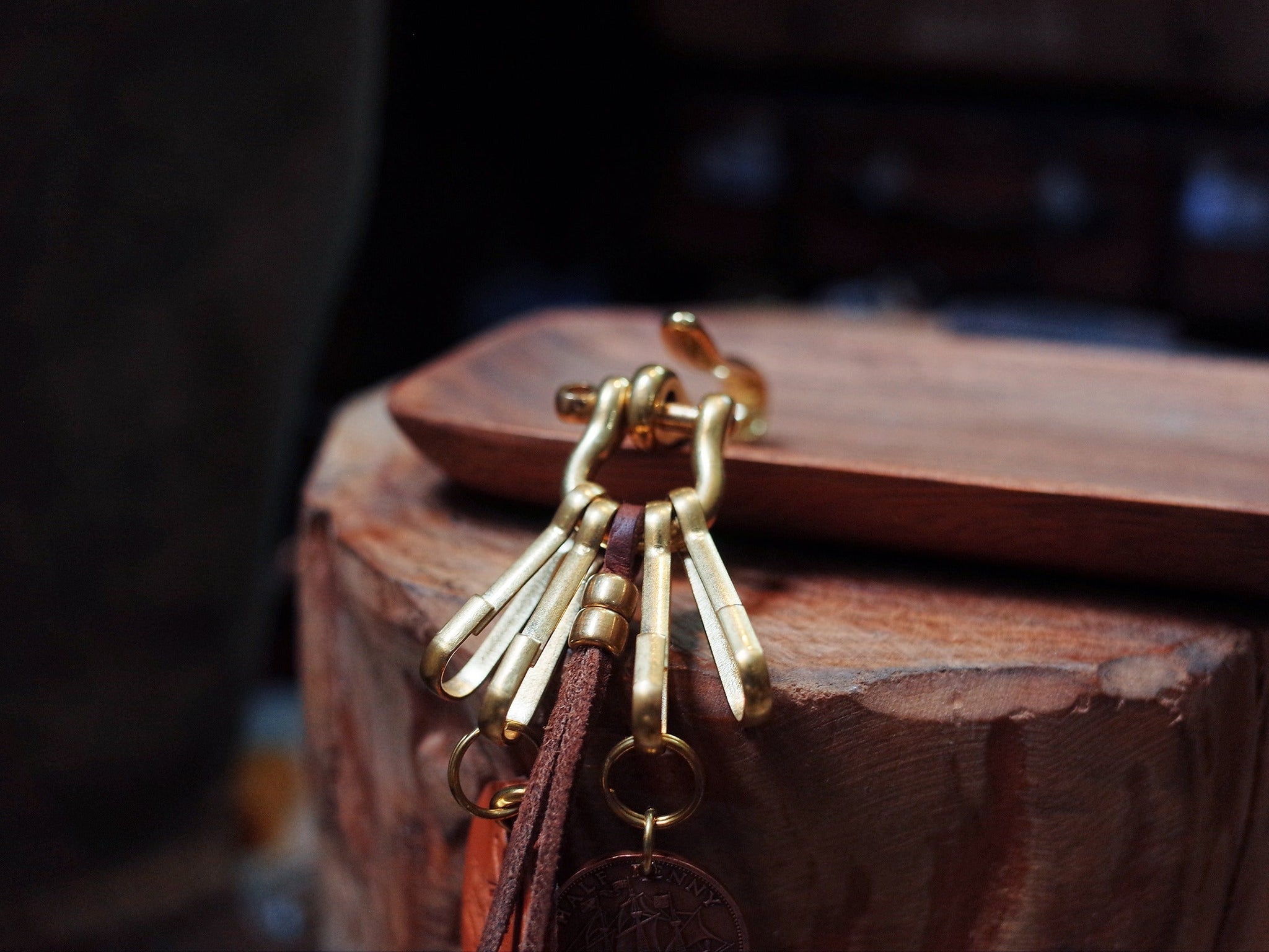 Handmade Leather Brass Keyrings Leather Keyring RRL Moto KeyChain Key ...