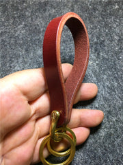 Handmade Leather Brass Keyrings Moto KeyChain Leather Keyring Key Holders Key Chain Key Ring for Men