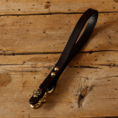 Handmade Black Leather Brass Keyrings Wristlet KeyChain Leather Wristlet Keyring Car Key Chain for Men