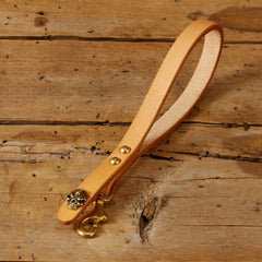 Handmade Beige Leather Brass Keyrings Wristlet KeyChain Leather Wristlet Keyring Car Key Chain for Men