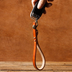Handmade Black Leather Brass Keyrings Wristlet KeyChain Leather Wristlet Keyring Car Key Chain for Men