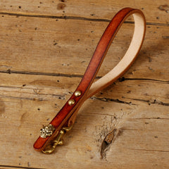 Handmade Leather Brass Keyrings Wristlet KeyChain Brown Leather Keyring Car Key Chain for Men