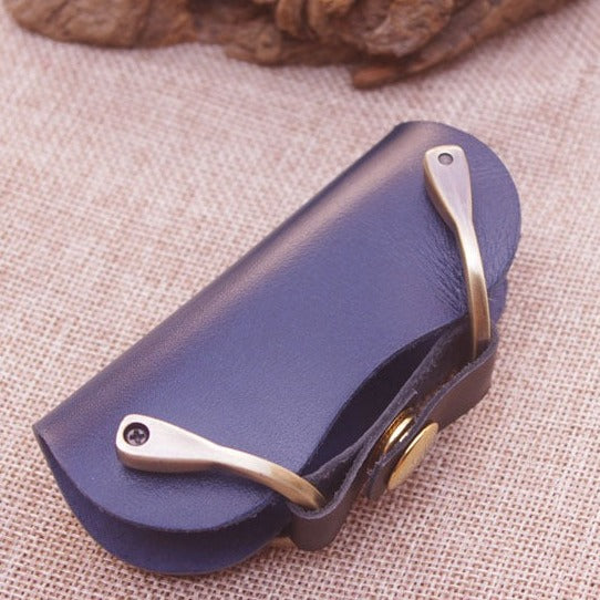 Handmade Blue Leather Key Holders Leather Keychain Moto Key Chain Key Ring for Men