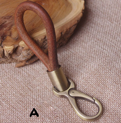 Handmade Leather Keychain Brass Key Holder Leather Moto Key Chain Key Ring for Men