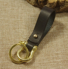 Handmade Coffee Leather Keychain with Belt Loop Key Holder Leather Moto with Belt Loop Key Ring for Men