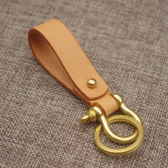 Handmade Coffee Leather Keychain with Belt Loop Key Holder Leather Moto with Belt Loop Key Ring for Men